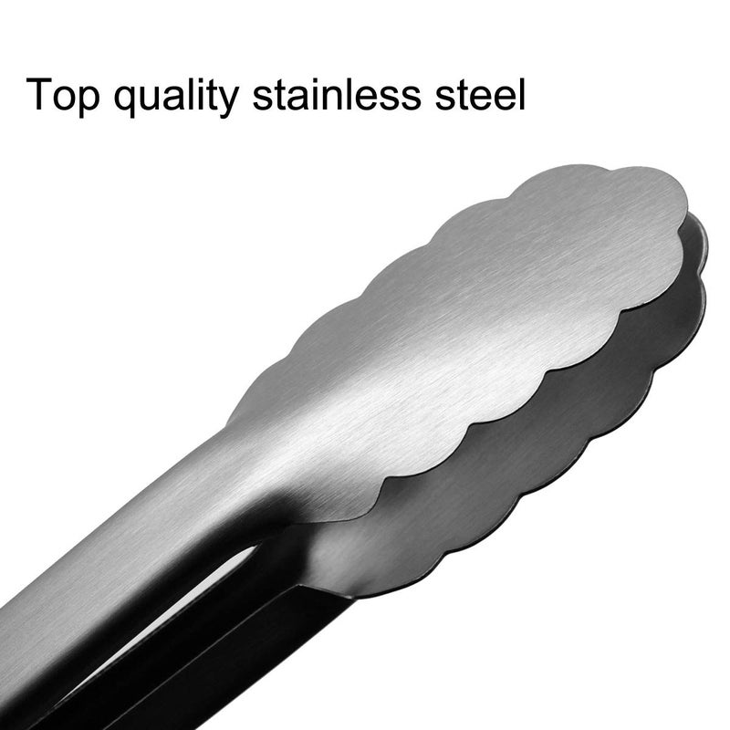 Lyxa SR Set of 9-inch and 12-inch Stainless Steel Kitchen Tongs with Locking, Metal Cooking Tongs with Non-Slip Grip,Perfect for Grilling, Barbecue (BBQ) and More (9" & 12") - Image 4